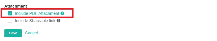 include PDF attachment checkbox