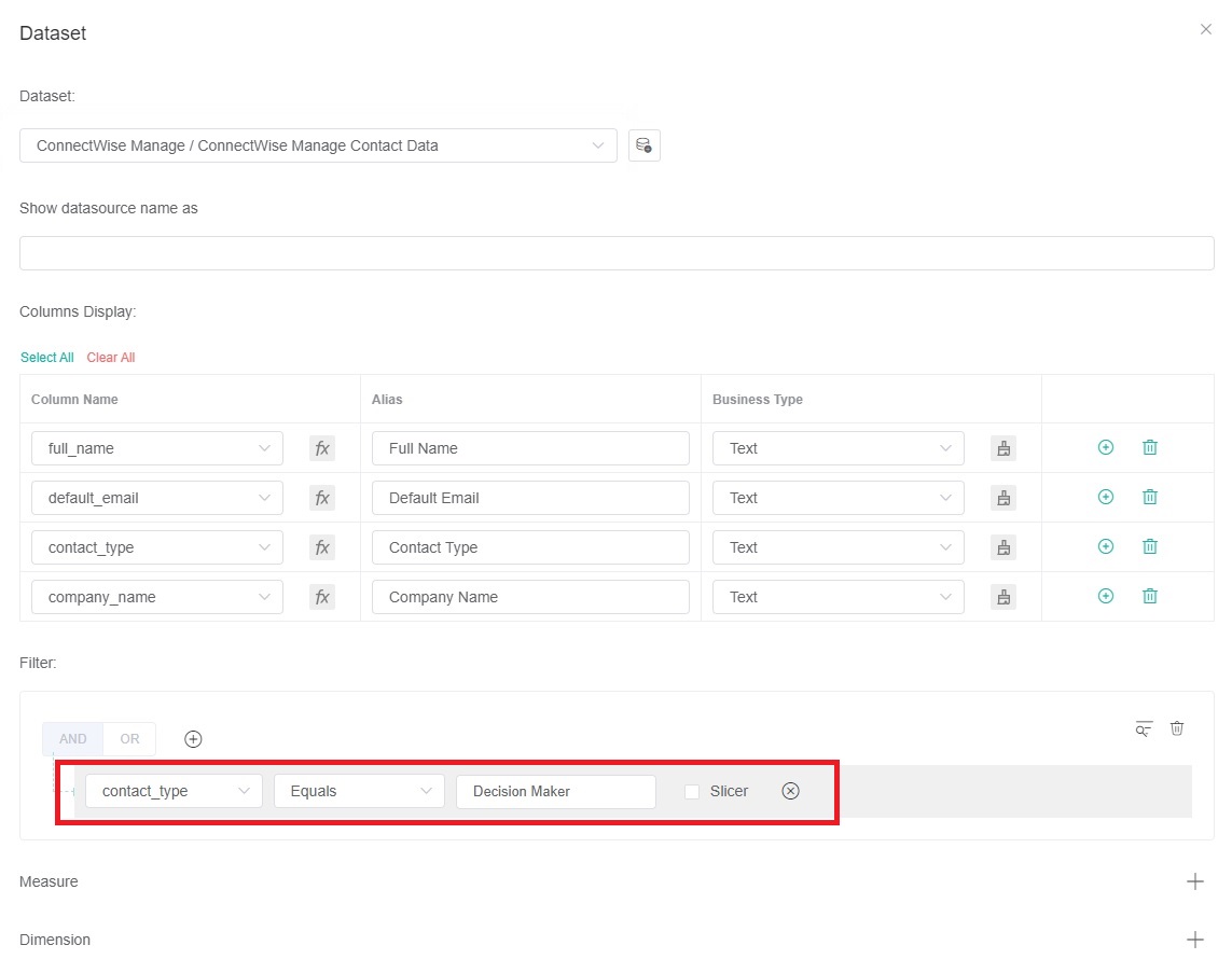 add filter to widget