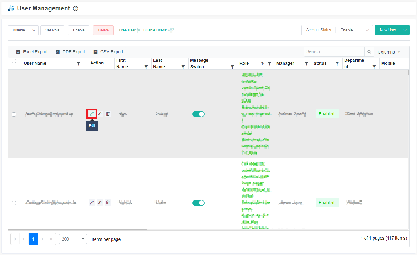 image edit user in user management