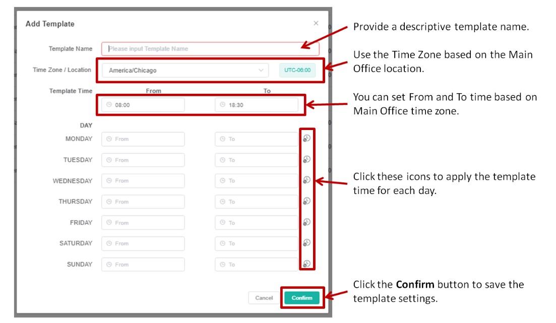 work schedule settings