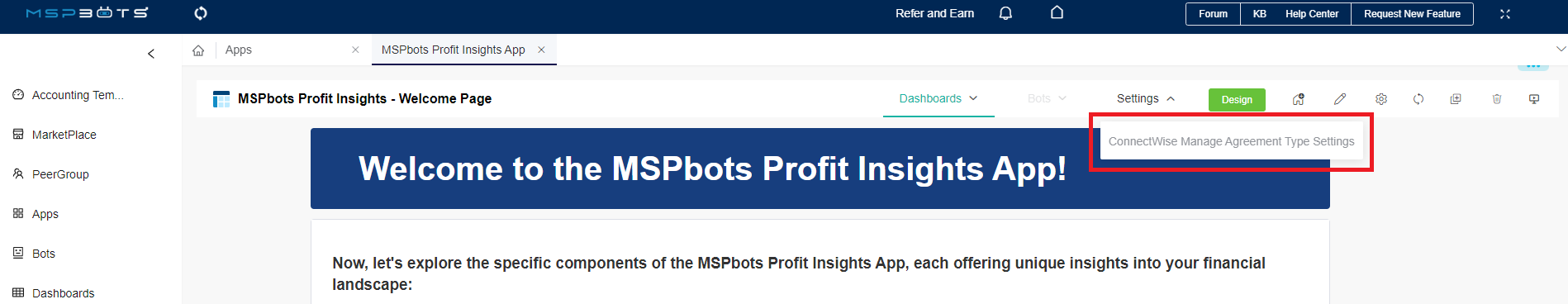 ConnectWise Agreement Type Settings