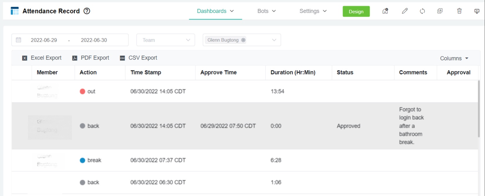 approved adjusted time