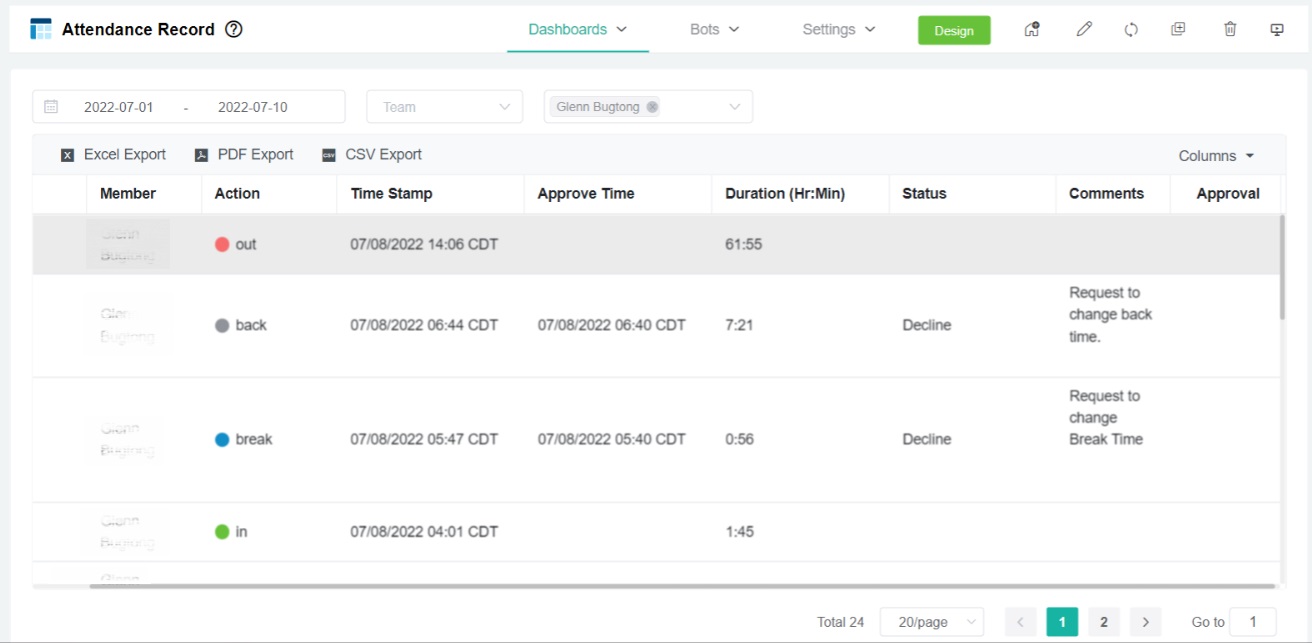 declined time adjustment