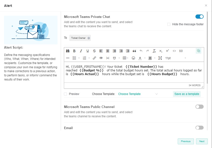image ticket percentage budget monitoring