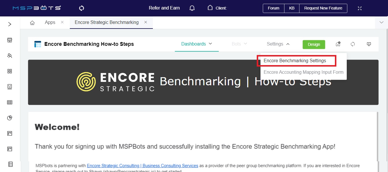 encore benchmark settings