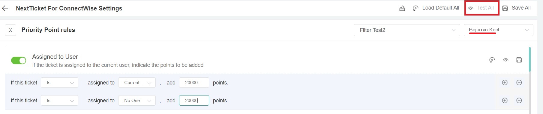 Next Ticket Test All