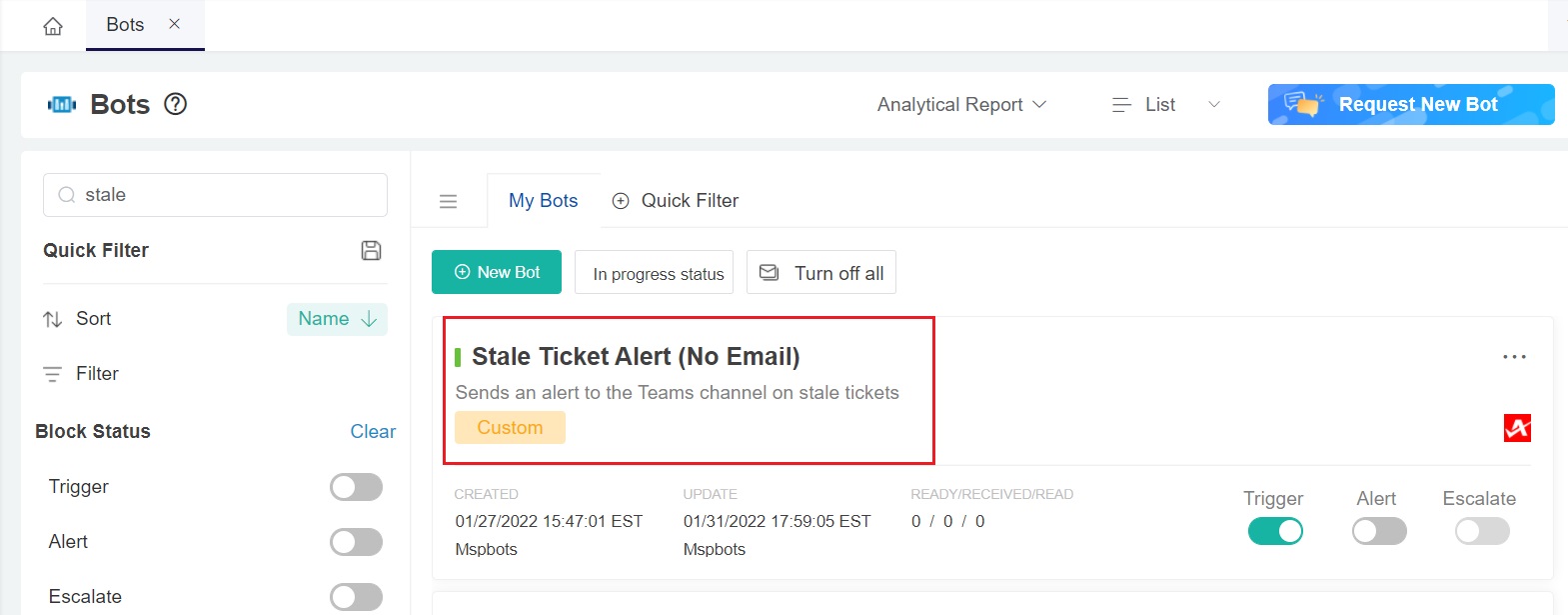 MSBbots Stale Ticket Alert