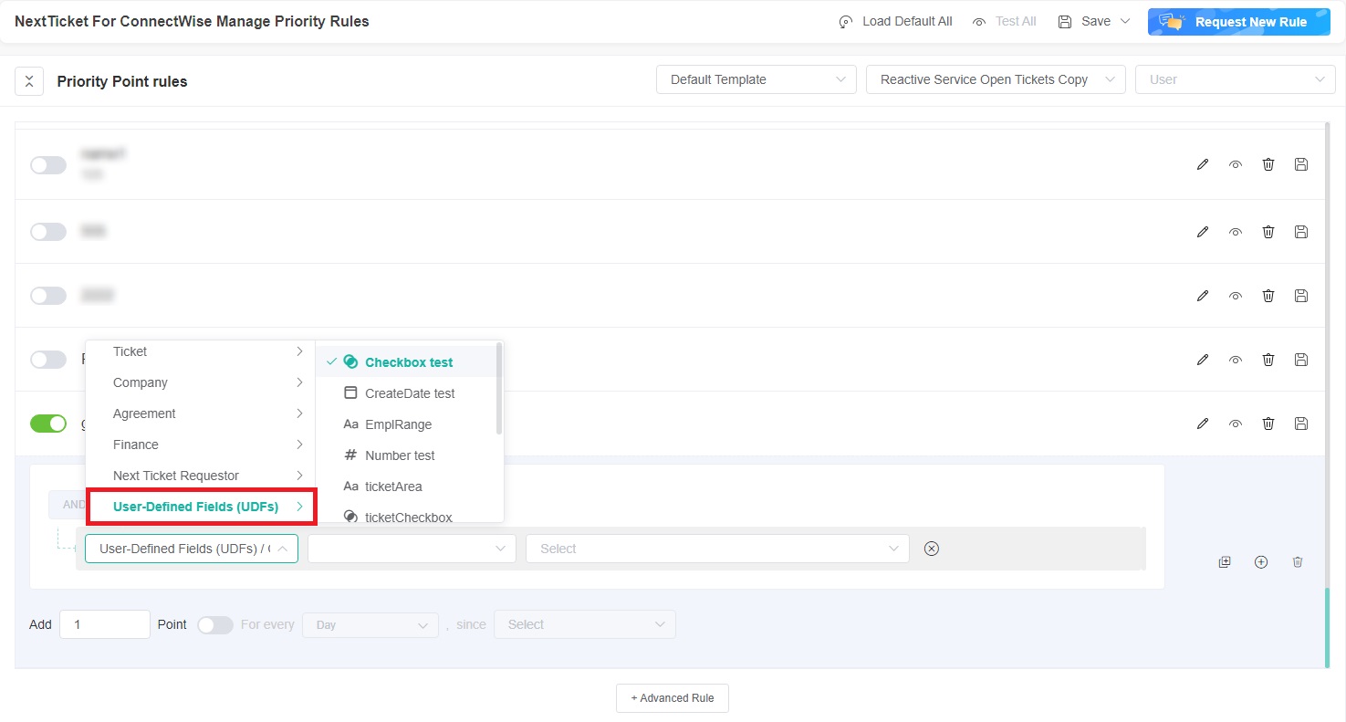 use-defined fields NextTicket for Autotask
