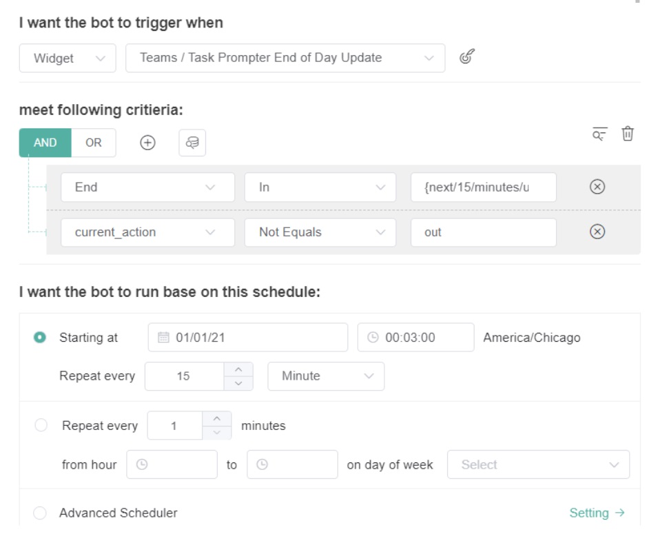 task prompt default trigger