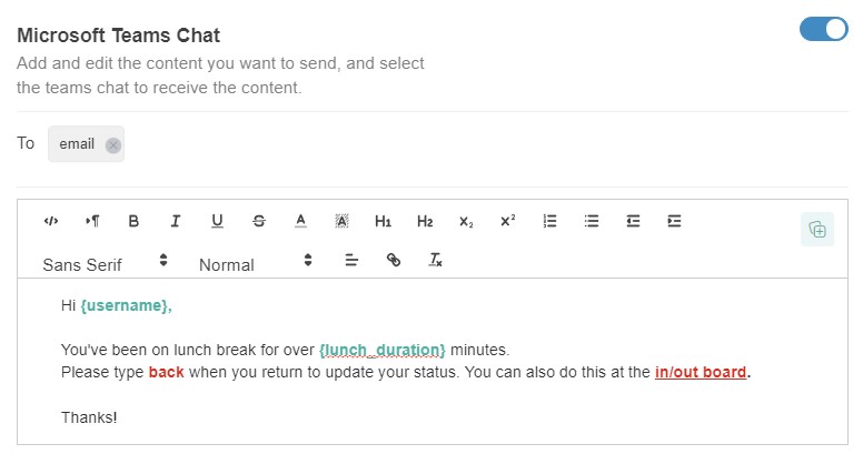 exceed message settings