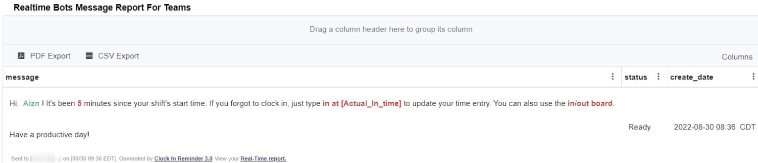 Clock In Notification