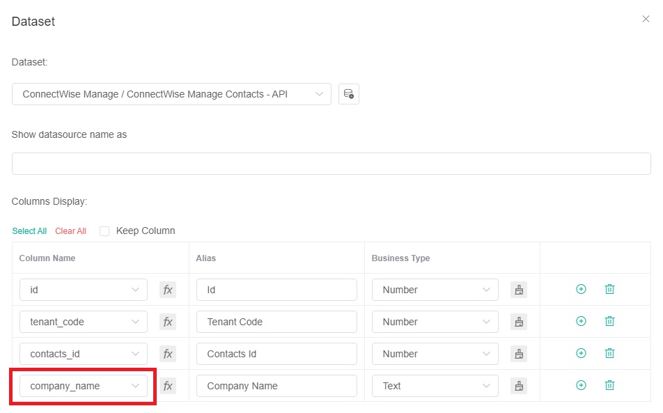 image company_name column for the ConnectWise dataset