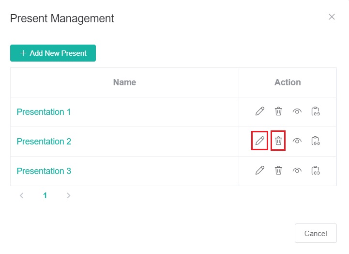 edit delete dashboard