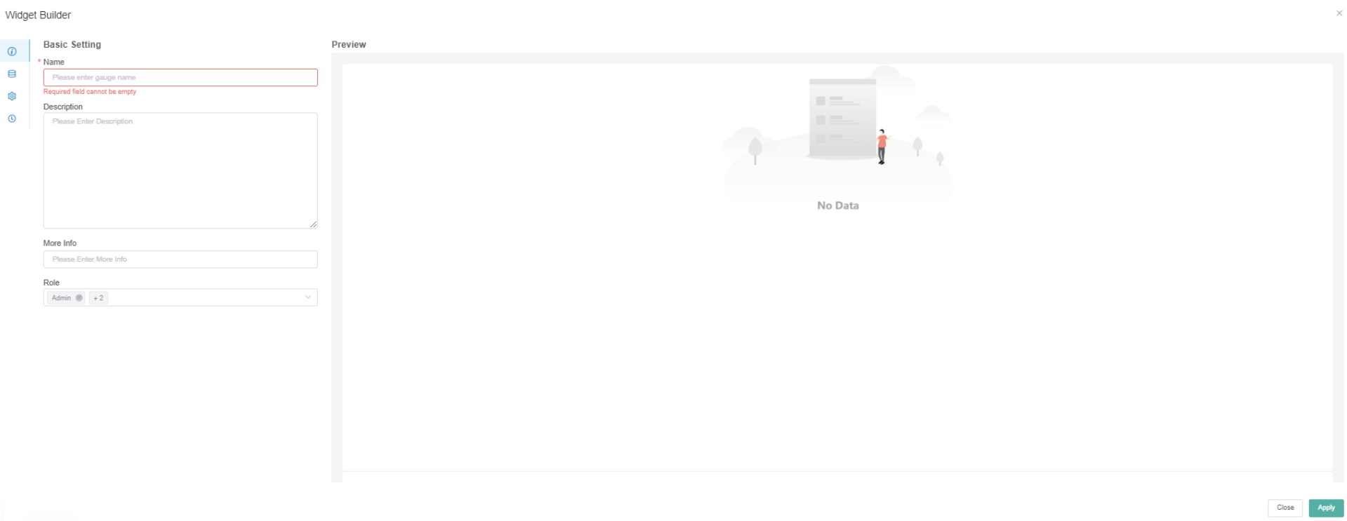 widget builder basic setting