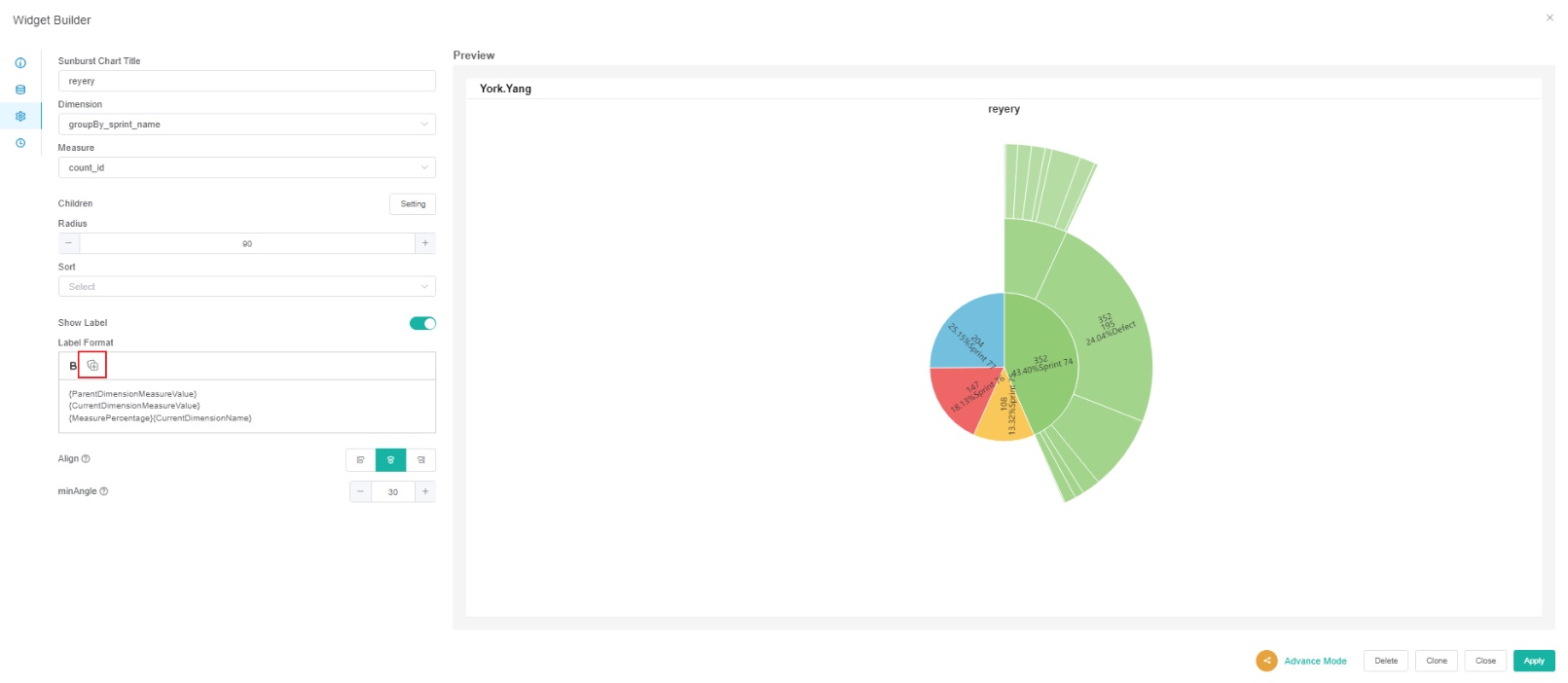 sunburst widget builder