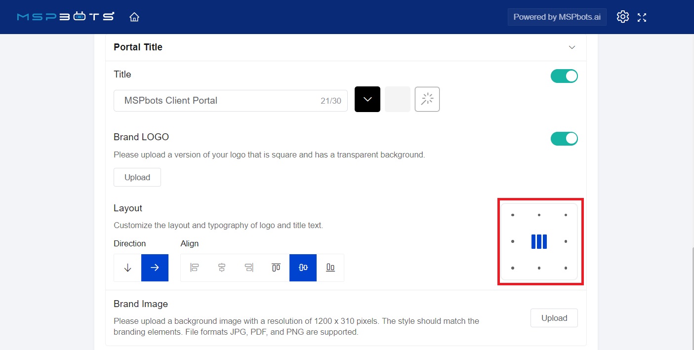 portal title placement