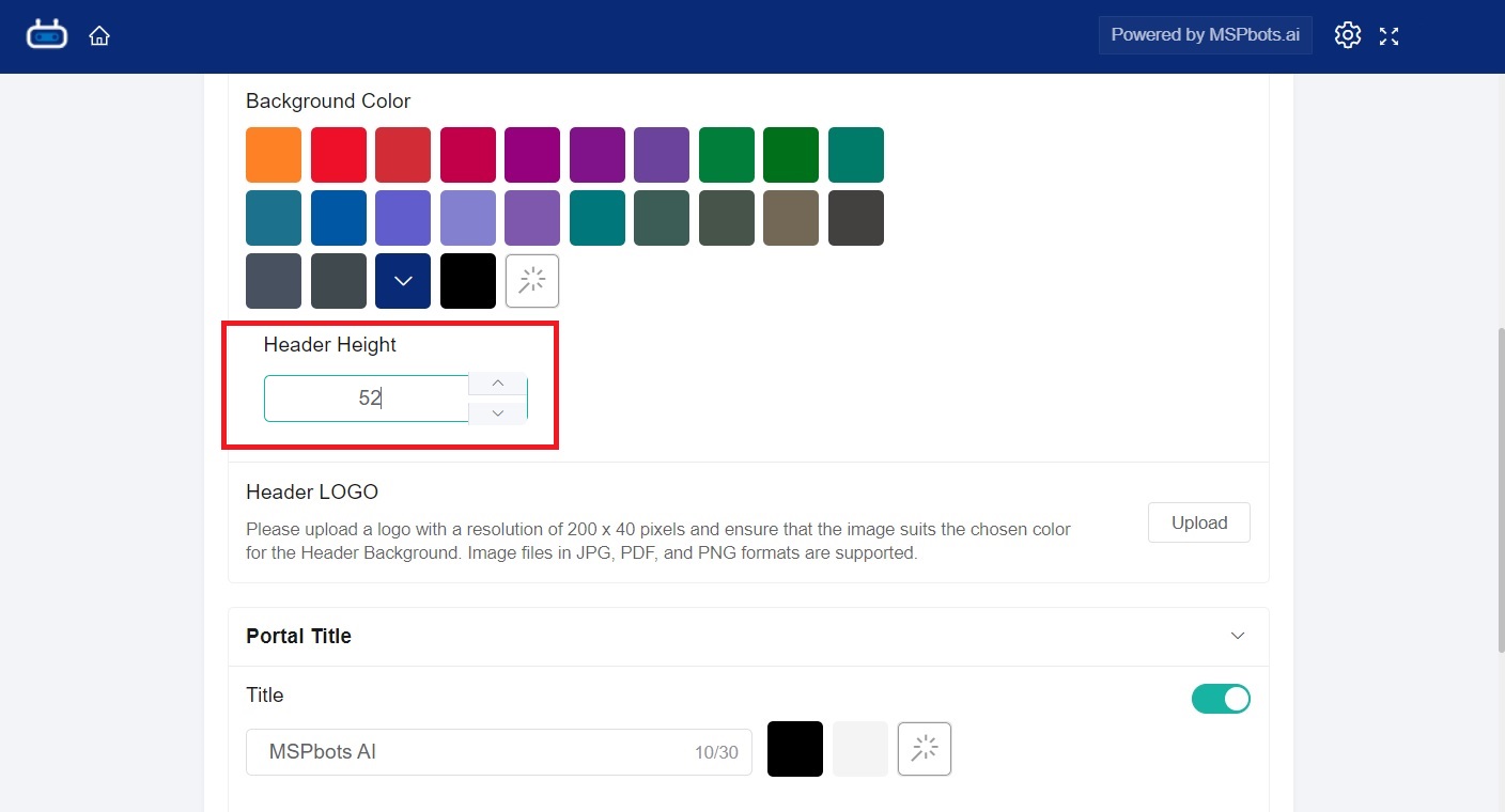 portal header height