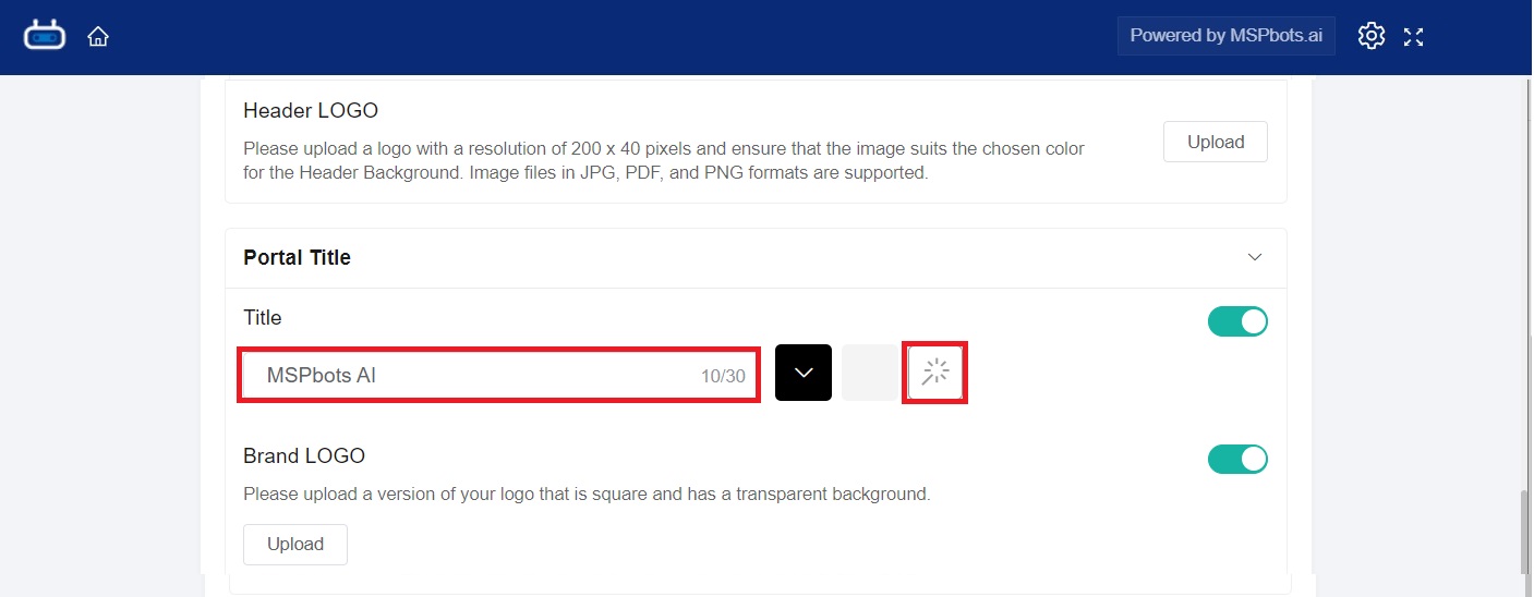 portal title font color