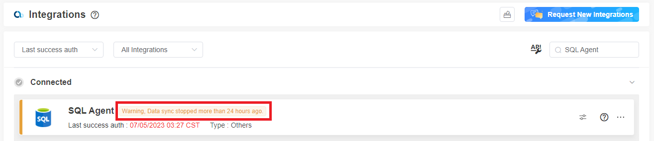 image SQL agent integration status