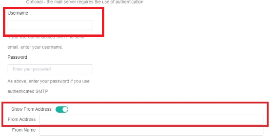 image username and show from address fields