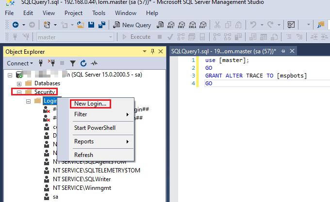 SQL server new login
