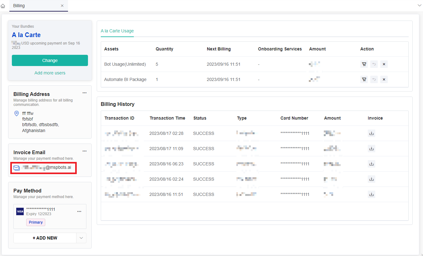 image sample billing history