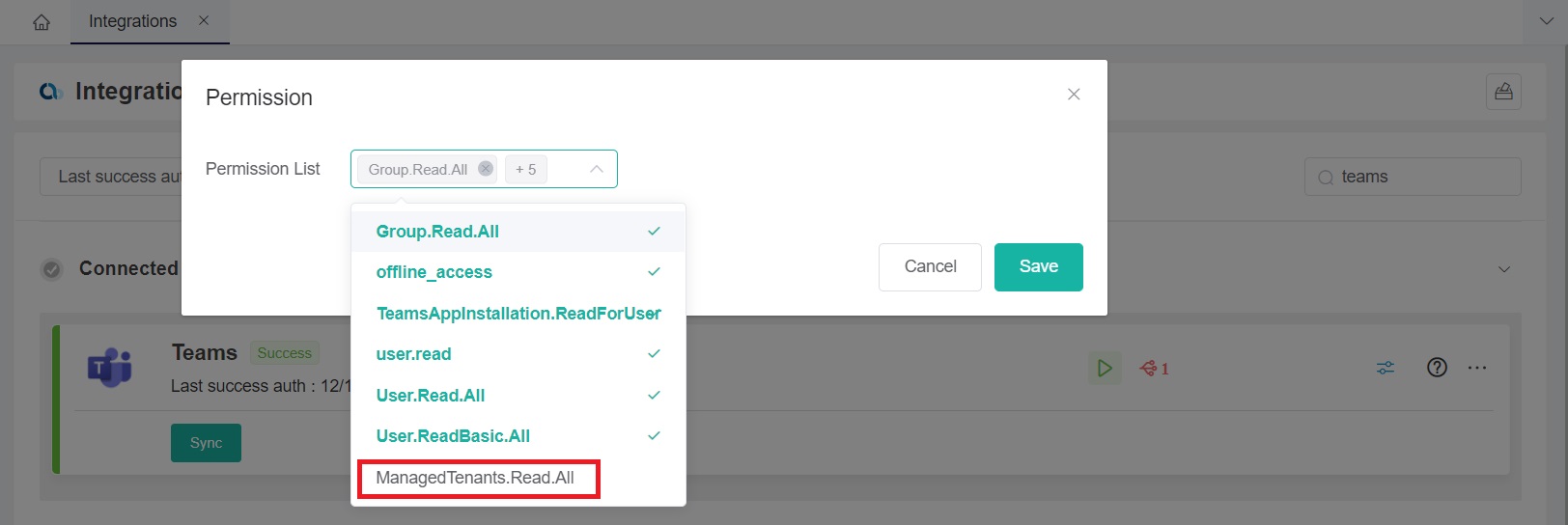 managed tenants permissions