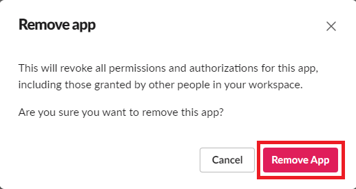 image remove app from Slack