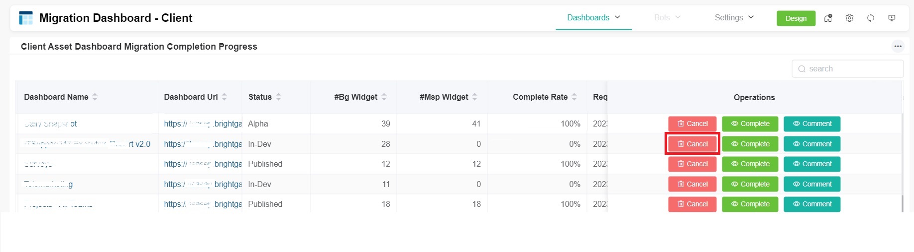 cancel migration request