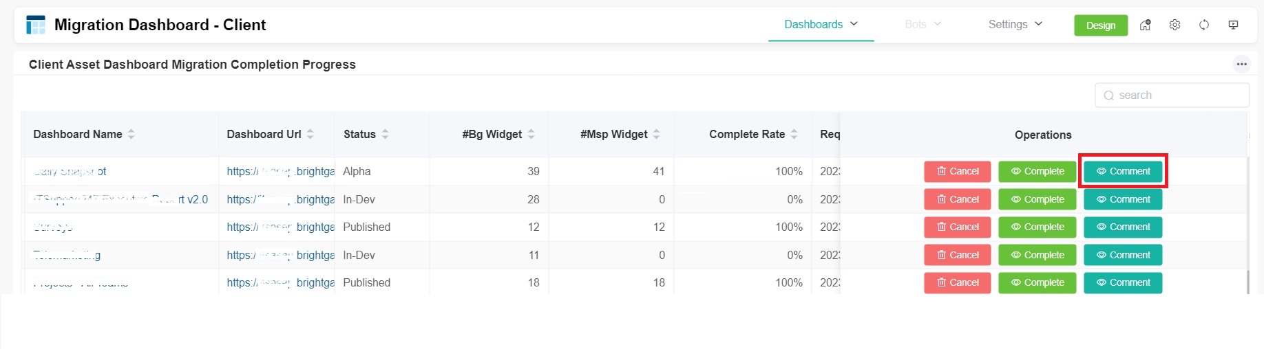comment on migration