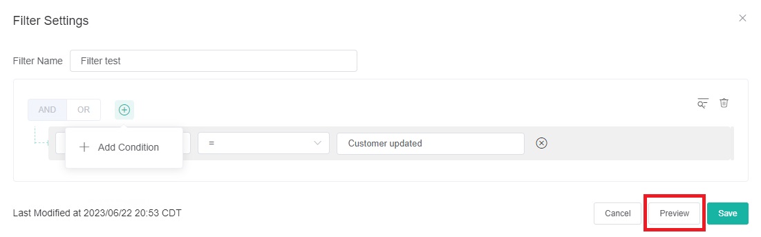 preview NextTicket filter