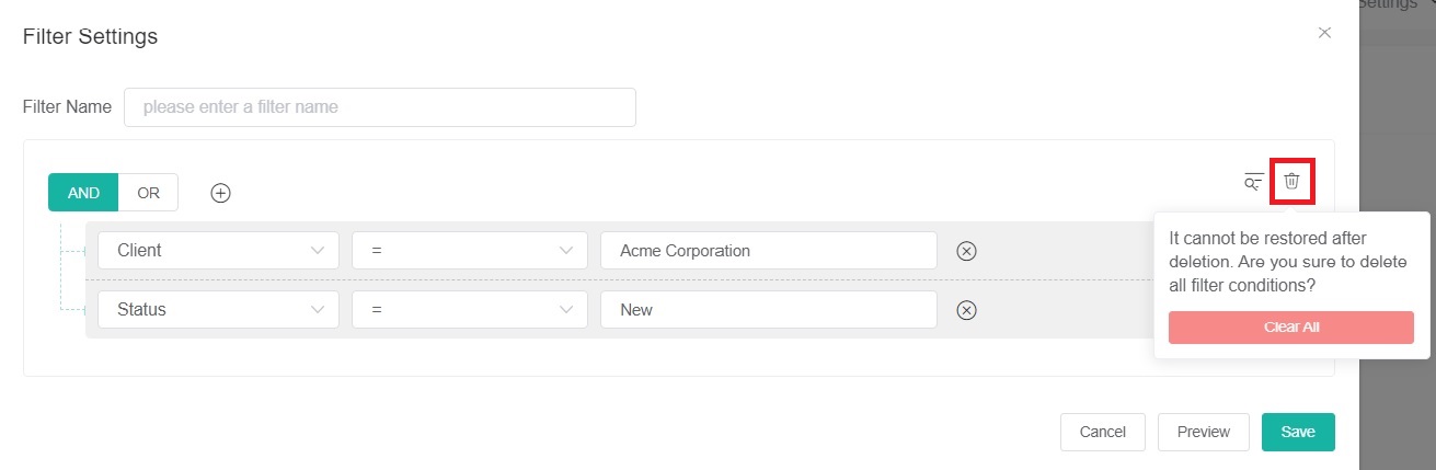 delete multiple conditions