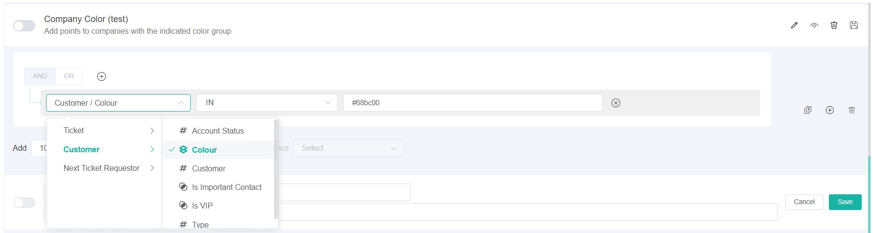 advanced rule with color filter
