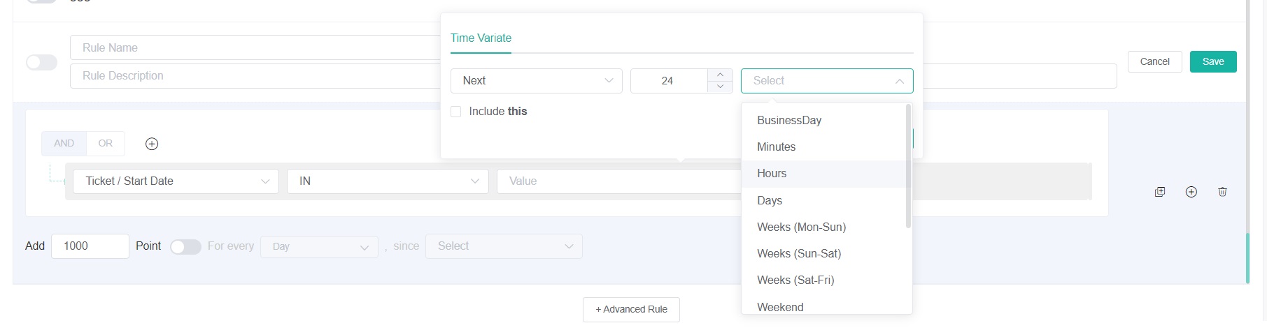 time variate in advanced rules