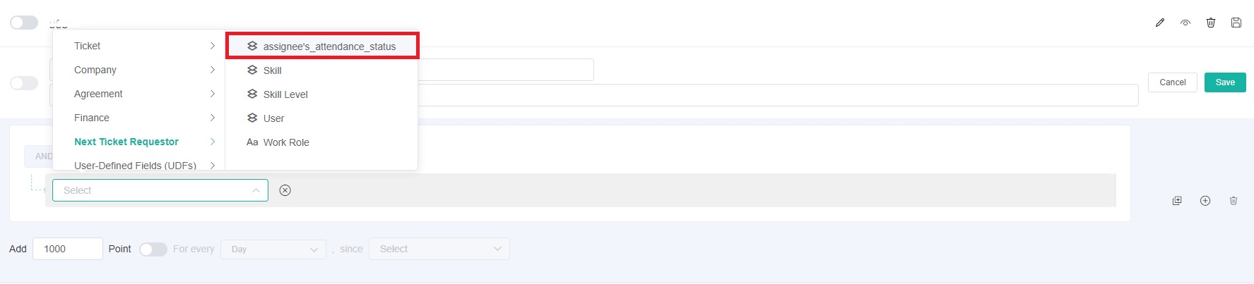 assignee's attendance status variable