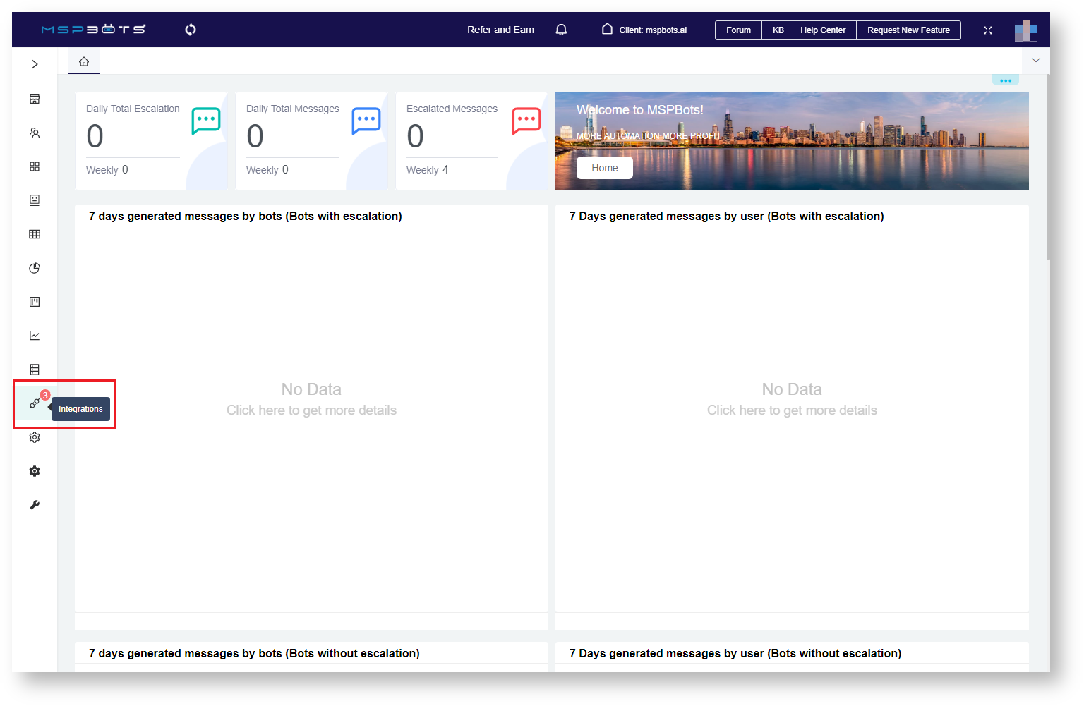 go to MSPbots integrations