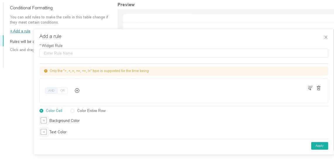Conditional Formatting widget