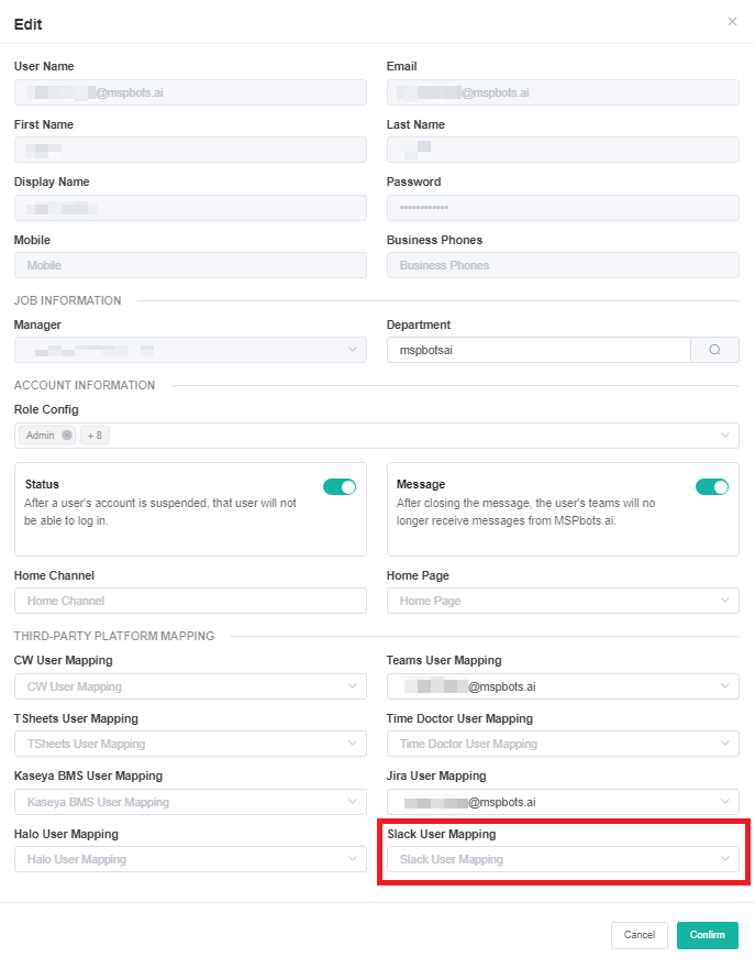 image Slack user mapping